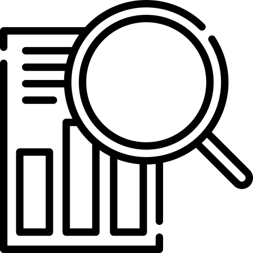 icon of a magnifying glass studying a document